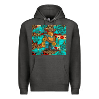 Charcoal Heather cowboy boots with turquoise and aztec Premium Hoodie - Artiststas