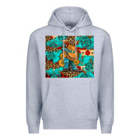 Heather Grey cowboy boots with turquoise and aztec Premium Hoodie - Artiststas