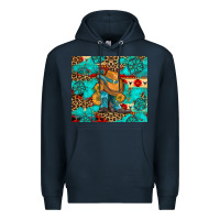 Navy cowboy boots with turquoise and aztec Premium Hoodie - Artiststas