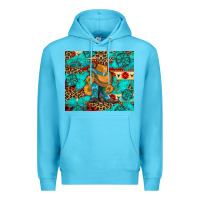 Ocean Blue cowboy boots with turquoise and aztec Premium Hoodie - Artiststas