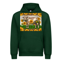 Forest Green Western Charolais Bull With Sunflowers Urban Hoodie - LillyAllenDesigns