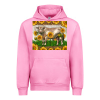 Fuchsia Pink Western Charolais Bull With Sunflowers Urban Hoodie - LillyAllenDesigns