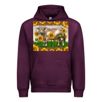 Mauve Wine Western Charolais Bull With Sunflowers Urban Hoodie - LillyAllenDesigns