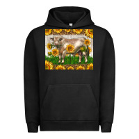 Pigment Black Western Charolais Bull With Sunflowers Urban Hoodie - LillyAllenDesigns