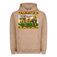 Pigment Burro Western Charolais Bull With Sunflowers Urban Hoodie - LillyAllenDesigns