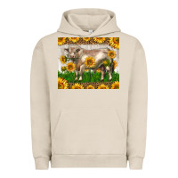 Pigment French Oak Western Charolais Bull With Sunflowers Urban Hoodie - LillyAllenDesigns