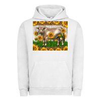Pigment Lunar Rock Western Charolais Bull With Sunflowers Urban Hoodie - LillyAllenDesigns