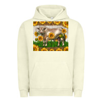 Pigment Pistachio Western Charolais Bull With Sunflowers Urban Hoodie - LillyAllenDesigns