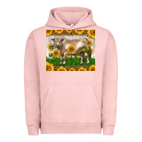 Pigment Salmon Western Charolais Bull With Sunflowers Urban Hoodie - LillyAllenDesigns