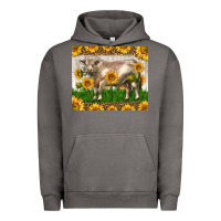 Pigment Tornado Western Charolais Bull With Sunflowers Urban Hoodie - LillyAllenDesigns