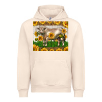 Sandshell Western Charolais Bull With Sunflowers Urban Hoodie - LillyAllenDesigns