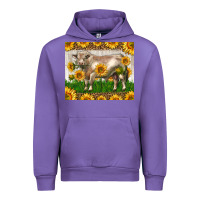 Tulip Western Charolais Bull With Sunflowers Urban Hoodie - LillyAllenDesigns