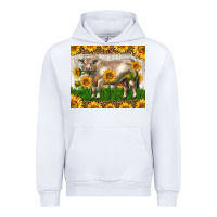 White Western Charolais Bull With Sunflowers Urban Hoodie - LillyAllenDesigns