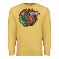 Antique Gold western squirrel with sunflowers Premium Sweatshirt - CowhideDigitalArt