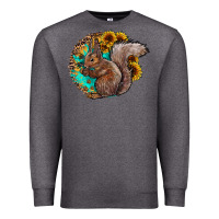 Charcoal Heather western squirrel with sunflowers Premium Sweatshirt - CowhideDigitalArt