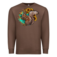Chestnut western squirrel with sunflowers Premium Sweatshirt - CowhideDigitalArt