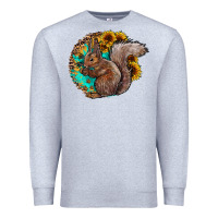Heather Grey western squirrel with sunflowers Premium Sweatshirt - CowhideDigitalArt