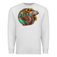 Oatmeal Heather western squirrel with sunflowers Premium Sweatshirt - CowhideDigitalArt
