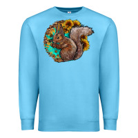 Ocean Blue western squirrel with sunflowers Premium Sweatshirt - CowhideDigitalArt
