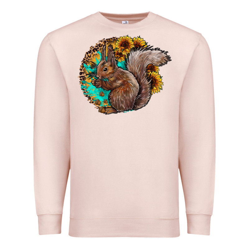 Western Squirrel With Sunflowers Premium Sweatshirt by CowhideDigitalArt | Teevron