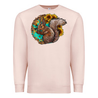 Pale Pink western squirrel with sunflowers Premium Sweatshirt - CowhideDigitalArt