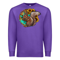 Purple western squirrel with sunflowers Premium Sweatshirt - CowhideDigitalArt