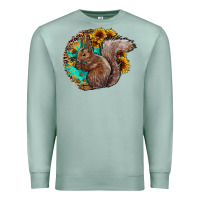 Seafoam western squirrel with sunflowers Premium Sweatshirt - CowhideDigitalArt