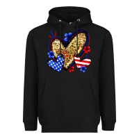 Black American flag heart leopard Heavyweight Hoodie - Zillion Design Studio