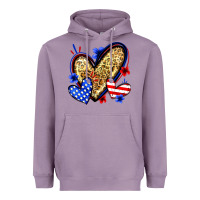 Lavender American flag heart leopard Heavyweight Hoodie - Zillion Design Studio