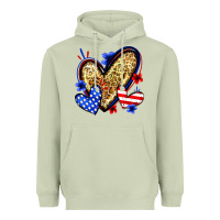 Matcha American flag heart leopard Heavyweight Hoodie - Zillion Design Studio
