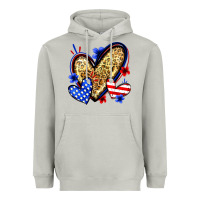 Moon Dust American flag heart leopard Heavyweight Hoodie - Zillion Design Studio