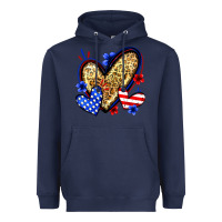 Navy American flag heart leopard Heavyweight Hoodie - Zillion Design Studio
