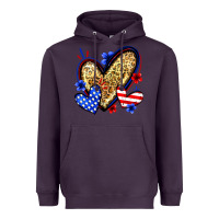 Plum American flag heart leopard Heavyweight Hoodie - Zillion Design Studio