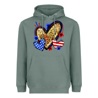 Sage American flag heart leopard Heavyweight Hoodie - Zillion Design Studio