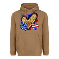 Toasted Coconut American flag heart leopard Heavyweight Hoodie - Zillion Design Studio