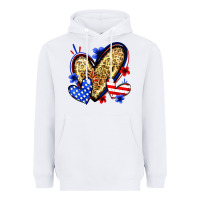 White American flag heart leopard Heavyweight Hoodie - Zillion Design Studio