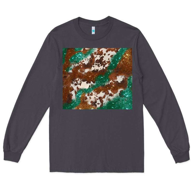 Brown Cowhide Glitter Long Sleeve Tee by BarkalooDesign | Teevron