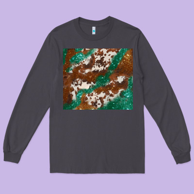 Brown Cowhide Glitter Long Sleeve Tee Designed By Barkaloodesign