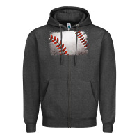 Charcoal Heather baseball brushstroke Zipper Hoodie - RanaPortraitStore