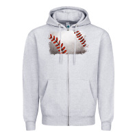 Heather Grey baseball brushstroke Zipper Hoodie - RanaPortraitStore