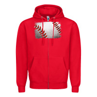 Red baseball brushstroke Zipper Hoodie - RanaPortraitStore