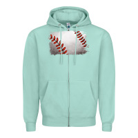 Seafoam baseball brushstroke Zipper Hoodie - RanaPortraitStore