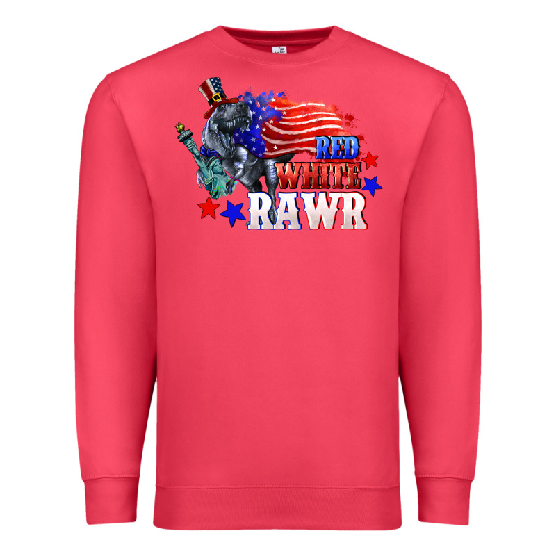 Red White Rawr 4th Of July Premium Sweatshirt by CowGirlArtShop | Teevron