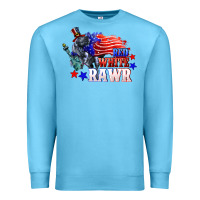 Ocean Blue Red white rawr 4th of july Premium Sweatshirt - CowGirlArtShop