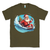 Army Green surf happy santa Classic Tee - Unal Design