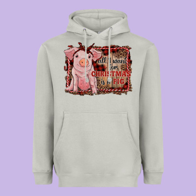 All I Want For Christmas Is A Pig Sitting Pig Heavyweight Hoodie Designed By Ranaportraitstore