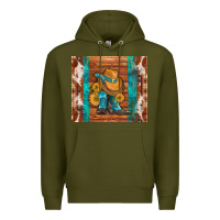 Army Green cowboy boots turquoise aztec cowhide Premium Hoodie - Artiststas