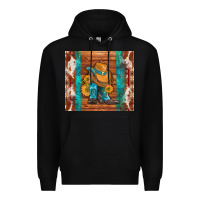 Black cowboy boots turquoise aztec cowhide Premium Hoodie - Artiststas