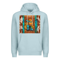 Blue Mist cowboy boots turquoise aztec cowhide Premium Hoodie - Artiststas