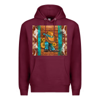 Burgundy cowboy boots turquoise aztec cowhide Premium Hoodie - Artiststas